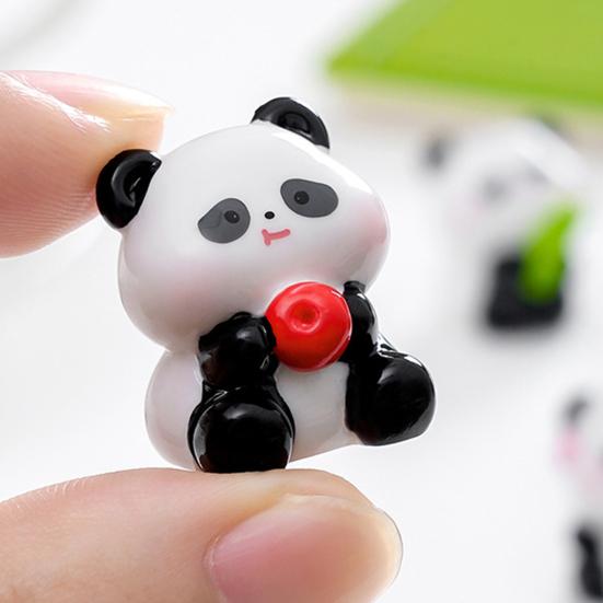 2 Pcs Mini Panda Figurines Cute Resin Panda Statues DIY Miniature Panda Cake Toppers for Fairy Garden Micro Moss Landscape Office Home Desk Decoration