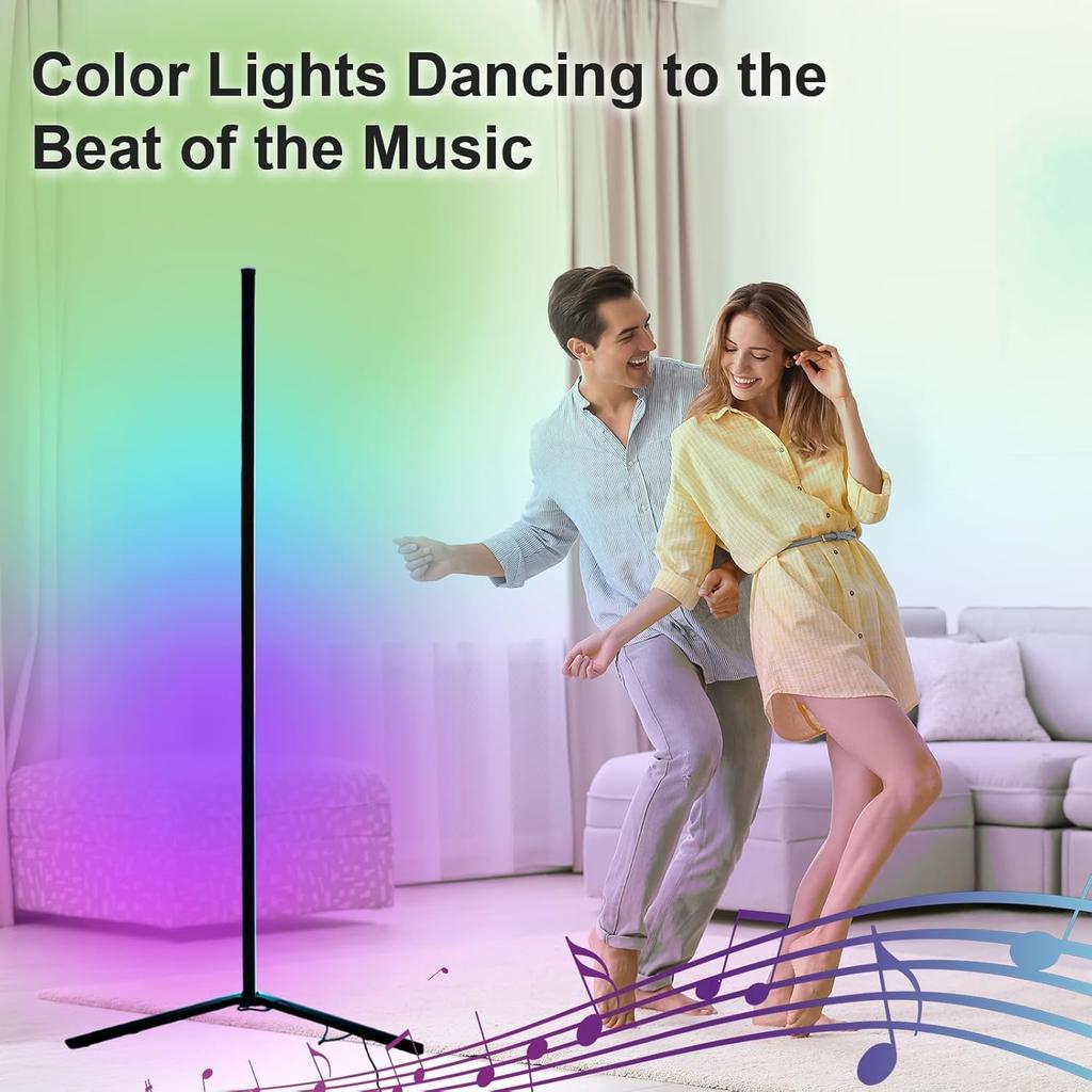 Floor Light RGB Color Changing Dimmable Height 120cm Stand Light Indirect Lighting Control DIY Mode Timing Function Suitable for Living App/Remote &