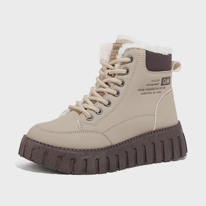 2024 Winter Women's High-Top Platform Shoes: Warm Velvet, Versatile & Trendy KT2509