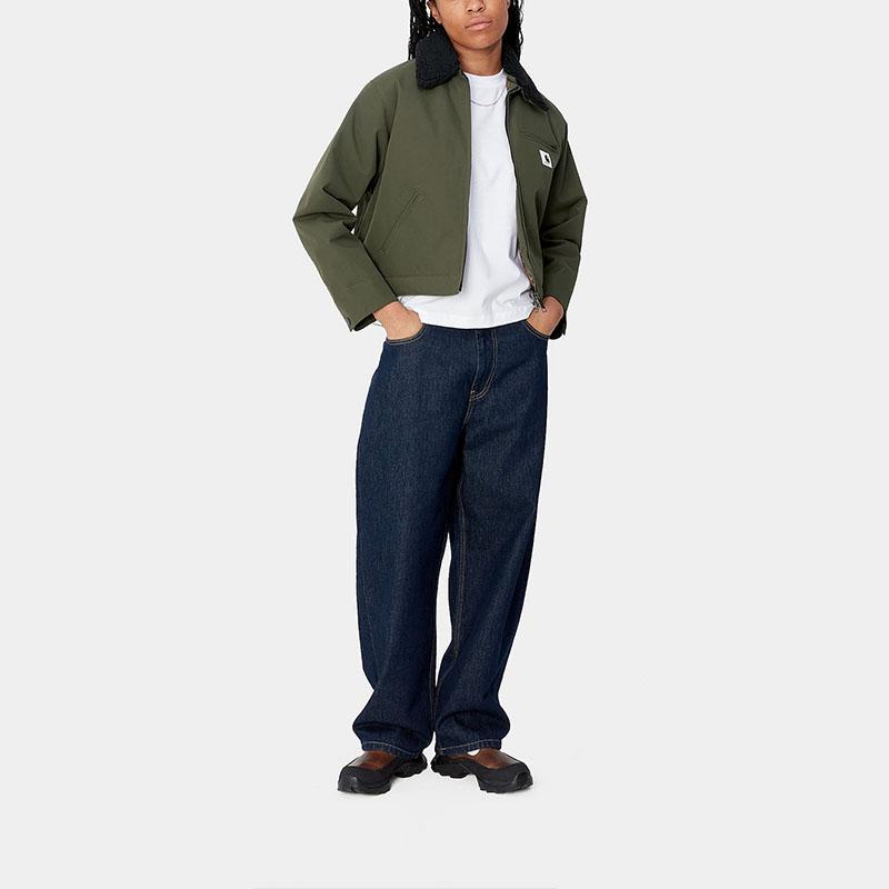 Carhartt WIP Fw24 W Newkirk Jacket Loose Square Label Zipper Pocket Long Sleeve Collar Jacket Women Jacket Green I033880-2JL-XX