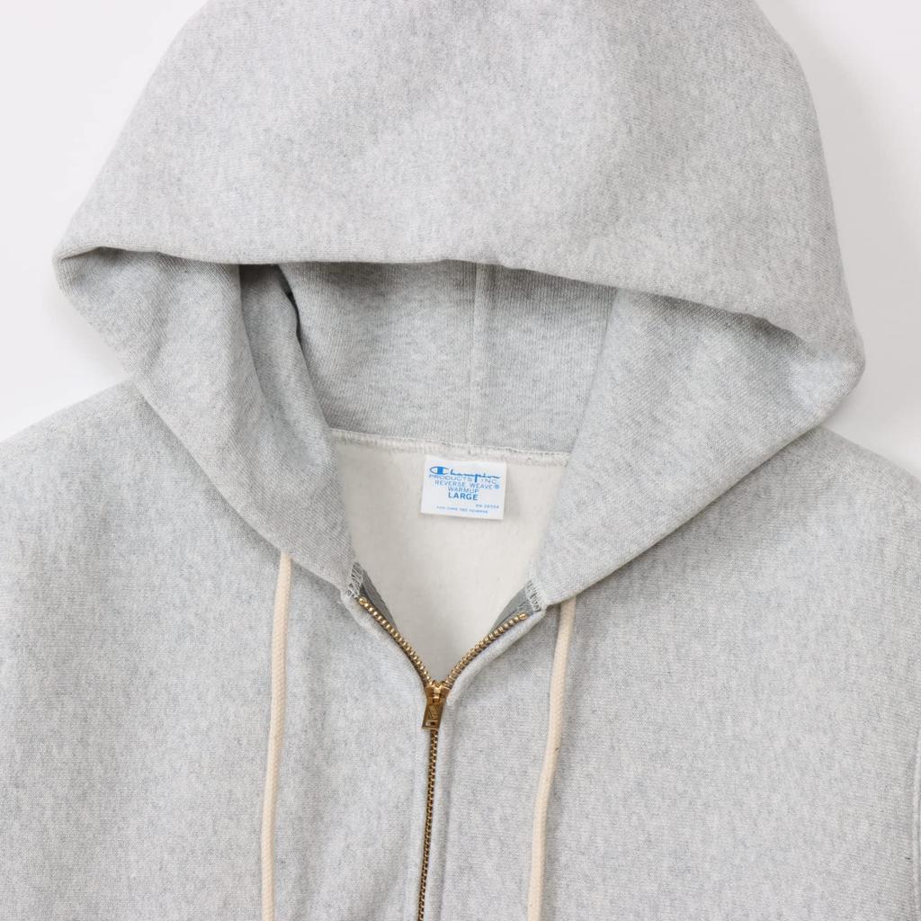 Парка с длинным рукавом, подкладка из чесаного хлопка, США, толстовка с капюшоном и застежкой-молнией, серебристо-серый, размер L [Champion], плотность 11,5 унций(р) ОБРАТНОЕ ПЛЕТЕНИЕ(р) C3-Y134 Мужской