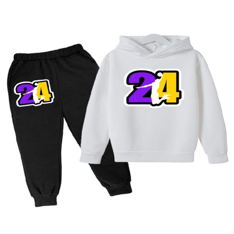 Children Clothing Hoodies +Pant Set Girls Boys3-12 Years Basketball 24 Print Toddler Leisure Coat Sports Suit Spring Autumn