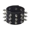 Gothic Pu Leather Studded Bracelet Adjustable Cuff Bangle Unisex Black Wristband