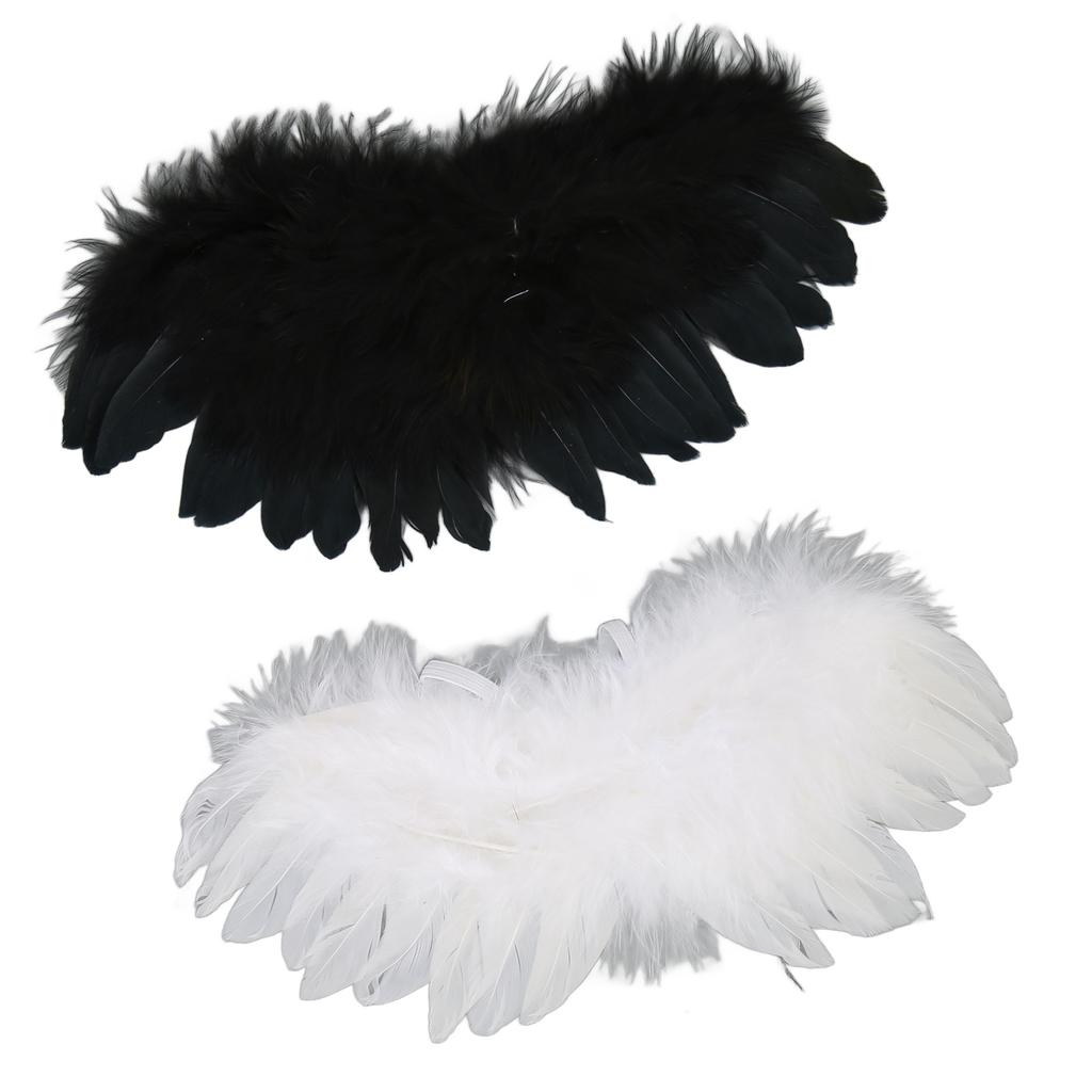 2Pcs Ball Joint Doll Feather Wings Black and White Soft Comfortable for 1 3 1 4 1 6 Dolls