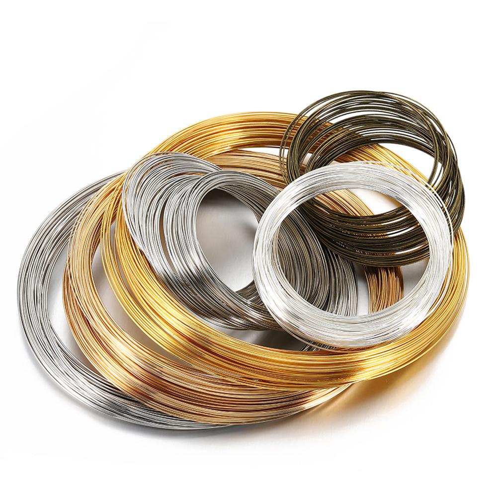 100 Loops Gold Steel Color Memory Wire 60mm Bracelet Bangle Loop 115mm Necklace Collar Hoop for Zircon Making DIY Accessories