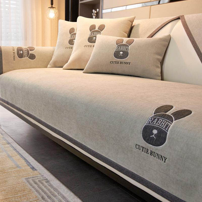 Легкая роскошная диванная подушка из синели, универсальная подушка для сидения на все времена года, новый стиль, противоскользящий кожаный чехол для дивана, тканевое полотенце