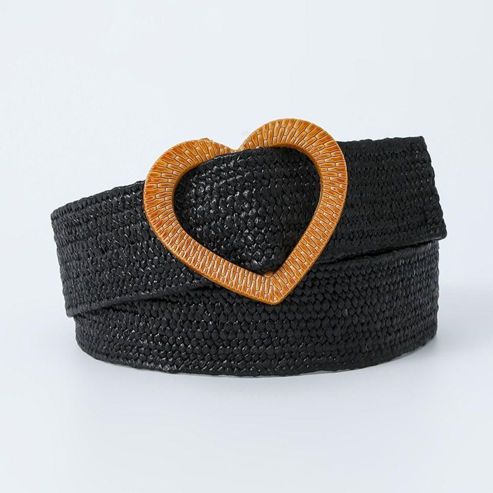 4cm Wide Braided Belt Straw Woven Waistband Sweet Waist Belt