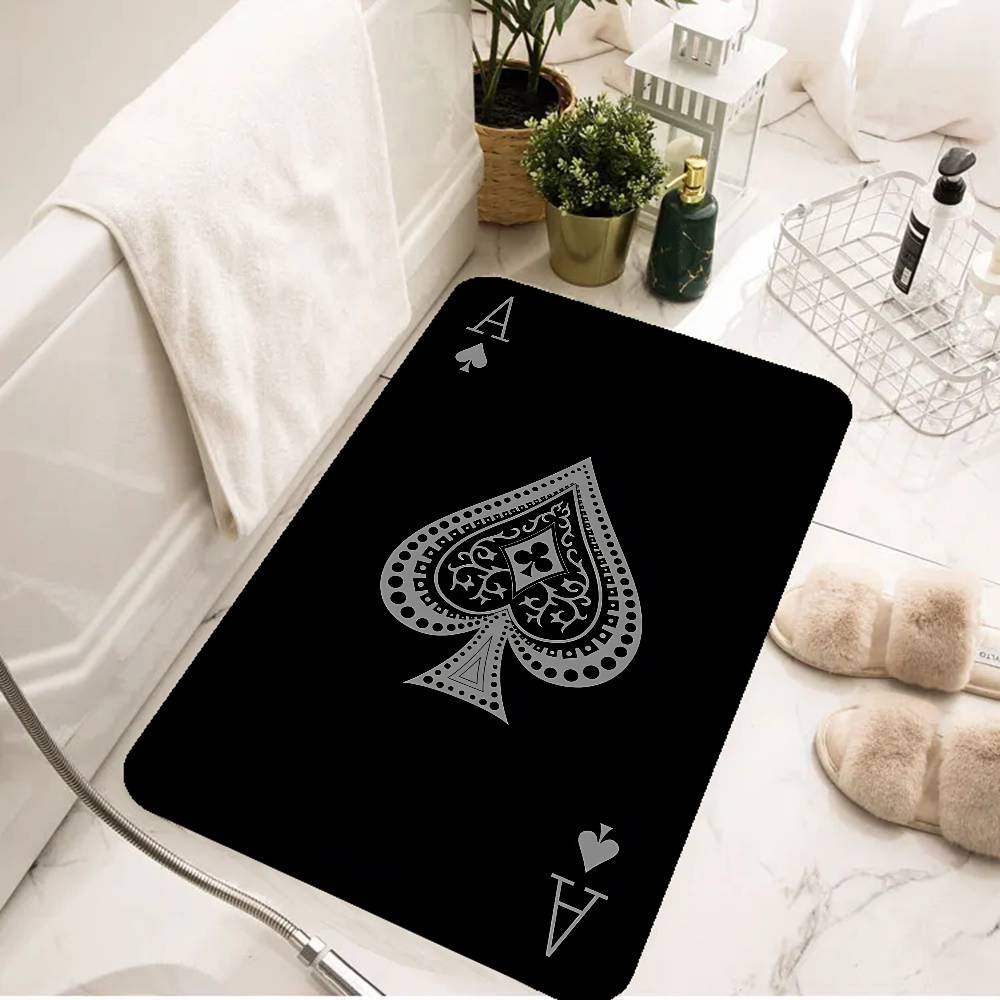 Ace Of Spade Bathroom Mat Anti-slip Absorb Water Long Strip Cushion Bedroon Mat Welcome Doormat