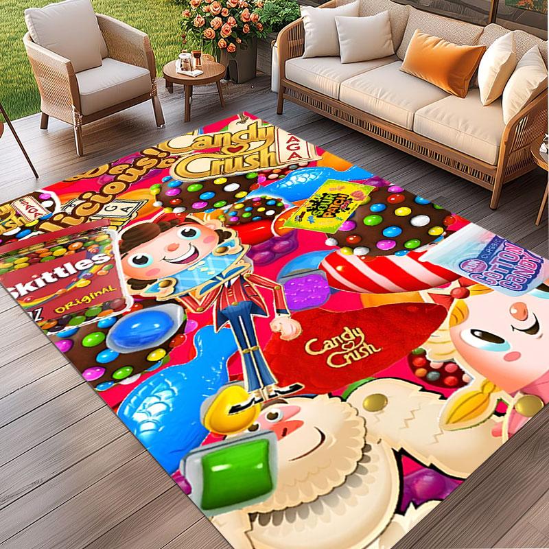 Candy Crush Saga Print Rug, Washable Floor Carpet, For Entryway Dorm Laundry Room Office Study, Home Decor Birthday Christmas Gift