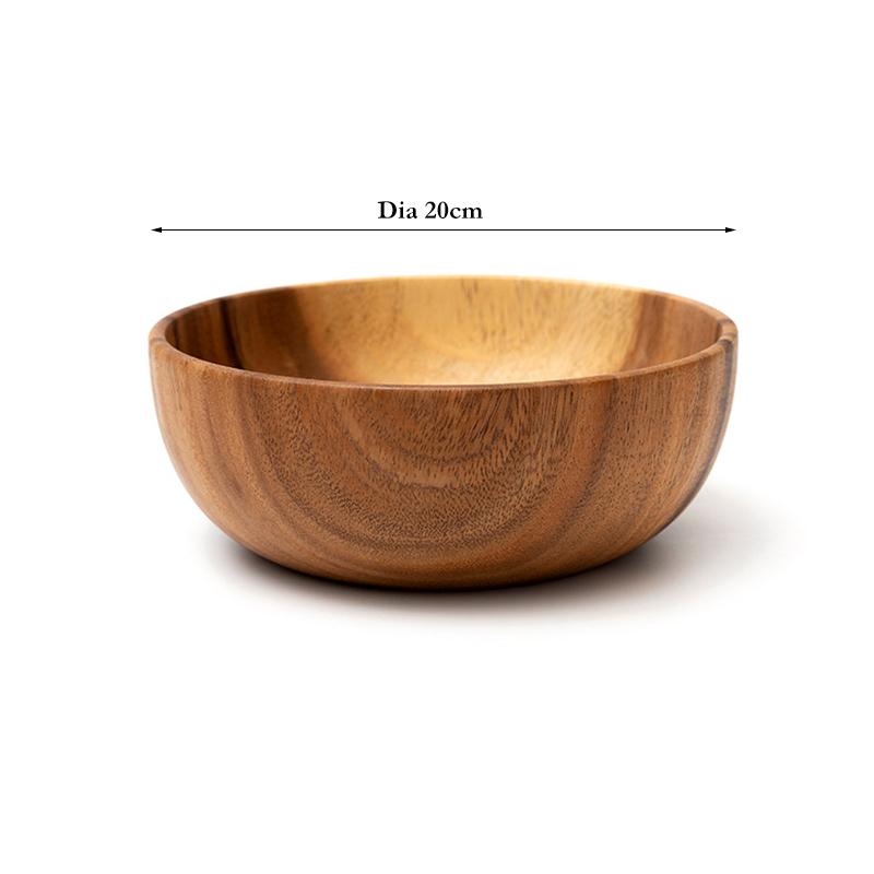 Деревянная миска из акации Миска для фруктового салата Японская кухня Деревянные миски для еды Риса Рамена Закусок Большие сервировочные блюда Деревянная посуда