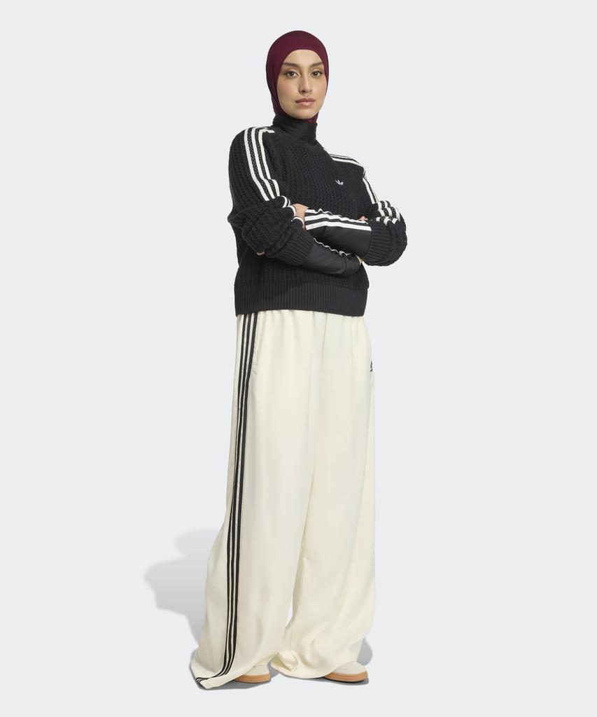 ADIDAS Satin Wide Leg Track Pants - Cream White:Black / Kd2542
