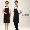Polyester Cotton Apron Portable Free Size Solid Color Dual Pocket Washable Reusable Home Cooking Aprons Accessories