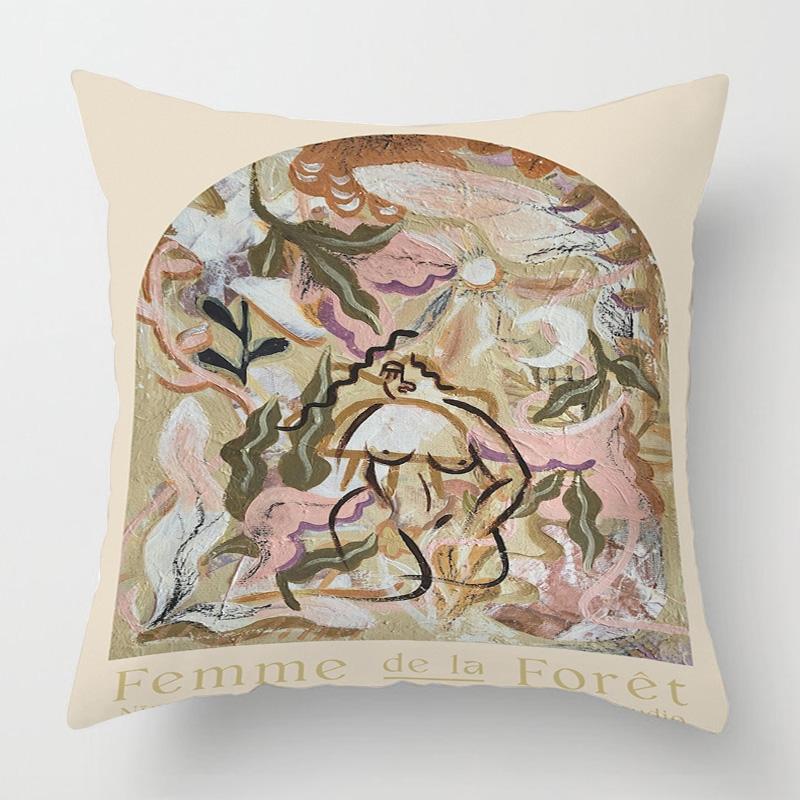 Винтажная наволочка с иллюстрацией фигуры 45x 45см, декоративная наволочка для подушки для спальни, дивана, универсальная для четырех сезонов, разнообразие по желанию