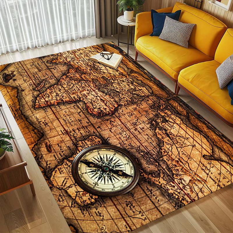 Vintage Map Living Room Nonslip Area Rug Soft Carpet For Bedroom Game Playroom Sofa Office Home Decor Doormat Christmas Gift C9302256