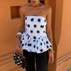 Women Tops Bandeau Strapless Elastic Back Petal Hem Puffy Skirt Design Tank Tops Parties Street Photography Vest Daily Wear