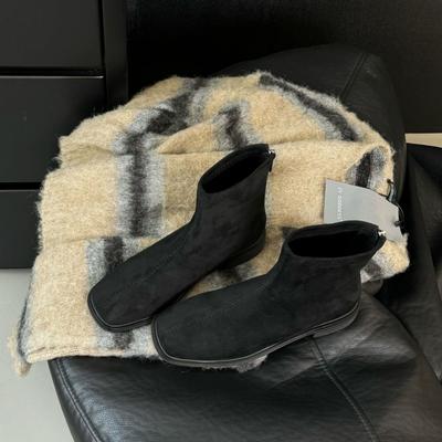 Новинка корейские ретро женские ботинки с круглым носком замшевые универсальные на толстом каблуке увеличивающие рост тонкие короткие ботинки женская обувь новая осень и зима