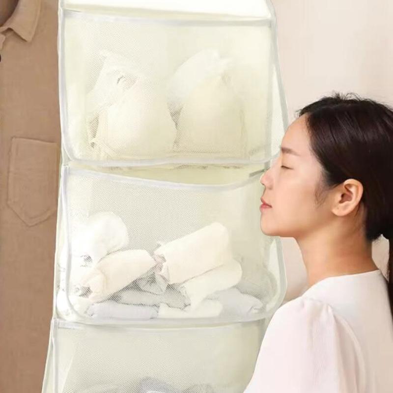 Двухслойный подвесной органайзер для хранения, подвесной органайзер для хранения носков, сетчатый органайзер для шкафа/общежития, настенный органайзер для сортировки нижнего белья