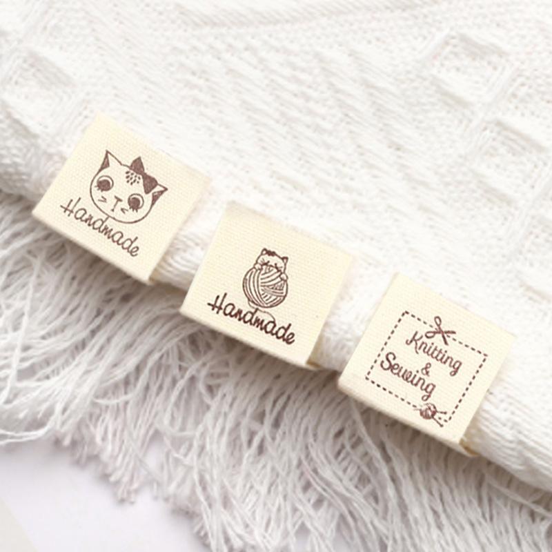 50Pcs Accessory Label Double-sided Handmade Butterfly Labels Carton Cat Garment Accessories Love Shape Cotton Sew Accessories