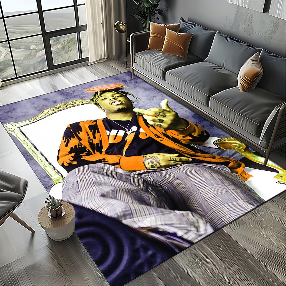 3D Print Juice WRLD 999 Legend Rapper Album Carpet Rug for Living Room Bedroom Home Sofa Decoration,Kids Play Non-slip Floor Mat