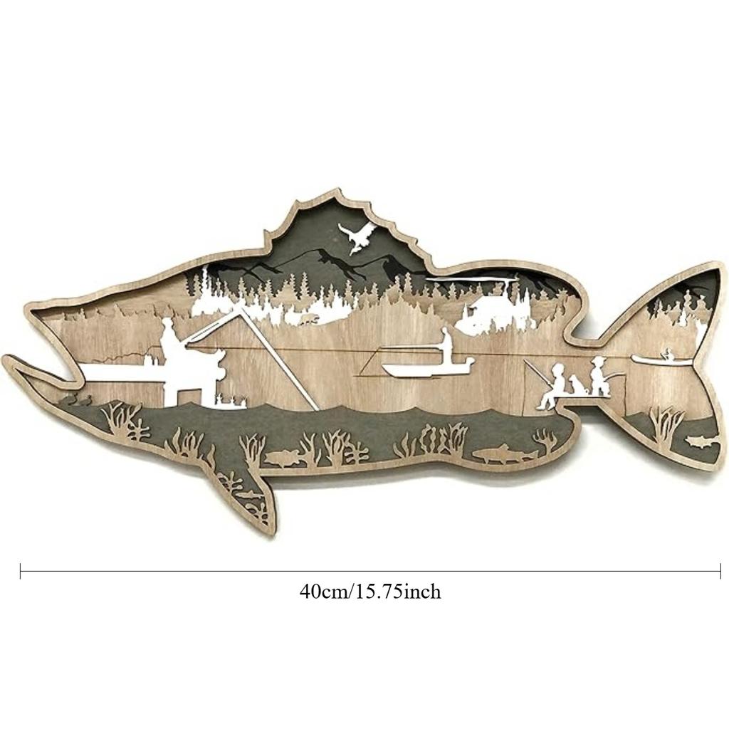 Настенная декоративная картина для комнаты, интерьера и улицы, 3D-многослойное деревянное искусство - широкоэкранный горный пейзаж для демонстрации подарков на новоселье, дне рождения, рождественских подарках