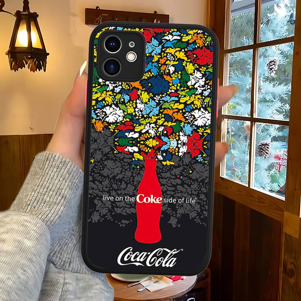 C-CocaS-Модный Кола Силиконовый Матовый Чехол Для Телефона Для Iphone 13 14 15 16 Pro Max 11 12 X Xs Max Мягкая Крышка