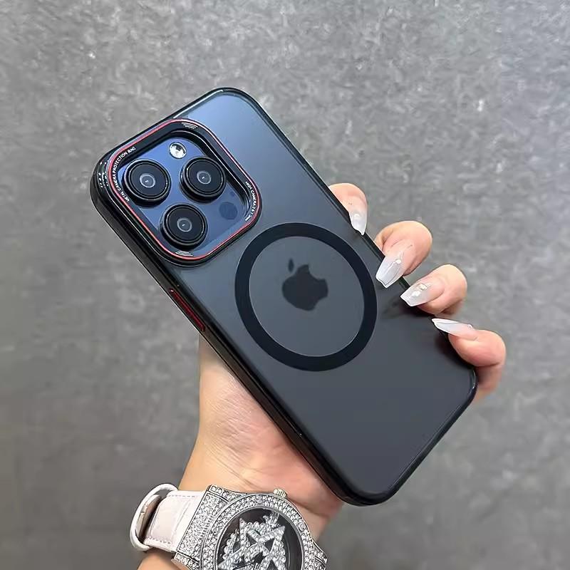 Акриловая магнитная присоска Подходит для чехла для мобильного телефона Apple 16prox IPhone 15 Прозрачный ледяной цвет 14 Металлический защитный чехол-кольцо