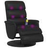 Massage Chair with Footrest Black PU Leather
