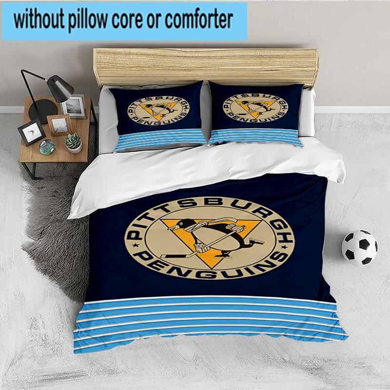 Penguins Hockey Jersey 3PCS Bedding set,Ideal for 1pc Duvet Cover And 2pcs Pillowcases Perfect for Fan gift,Ideal for Bedroom, Dormitory