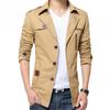 Men's Trench Coat Autumn and Winter Medium and Long Slim-fitting Fleece Thickened Winter Top Jacket