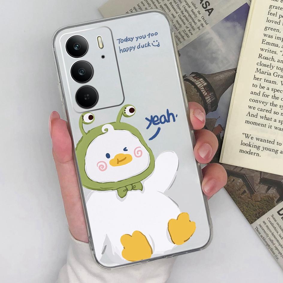 Для OPPO P1 Speed Find X8 Pro Neo7 Realme 13+ C75 Reno 13 Pro 13F чехлы для телефонов Милая сова Большая белая утка Прозрачный TPU противоударный чехол для Oppo Чехол
