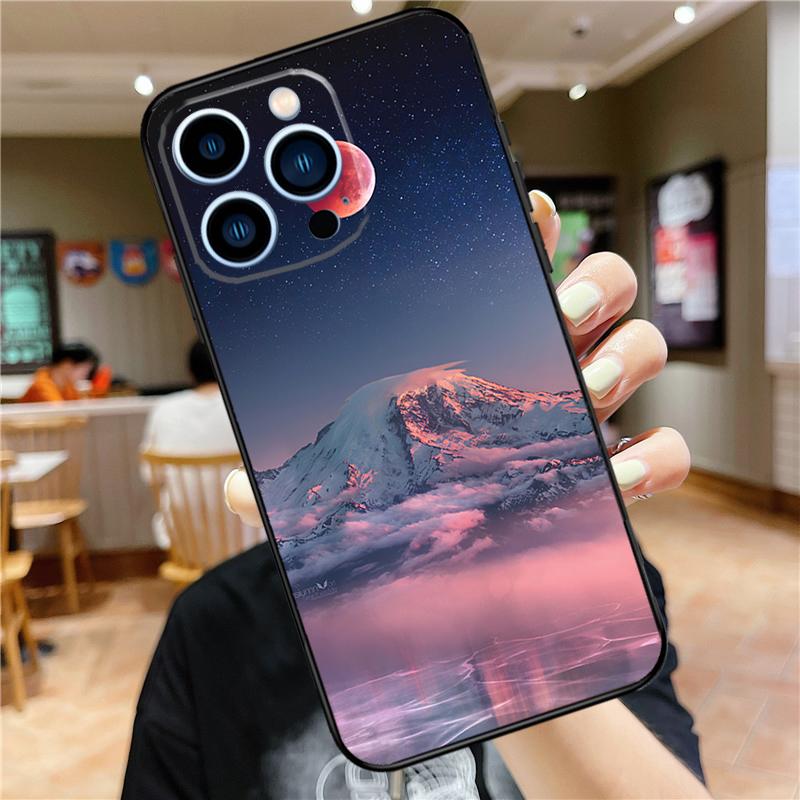 Moon Stars Space Case For iPhone 17 Pro Max 16 15 14 11 12 13 Mini Plus 16e 17 Air Bumper Cover Accessories