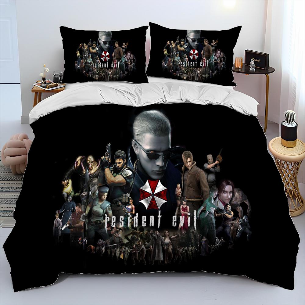 3D R-Resident Evil Games Gamer Comforter Bedding Set,Duvet Cover Bed Set Quilt Cover Pillowcase,king Queen Size Bedding Set Kid