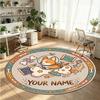 Space Celestial (108) Theme Round Crystal Velvet Rug Custom Name Text Personalized Floor Mat Home Decor Non Slip Crystal Carpet