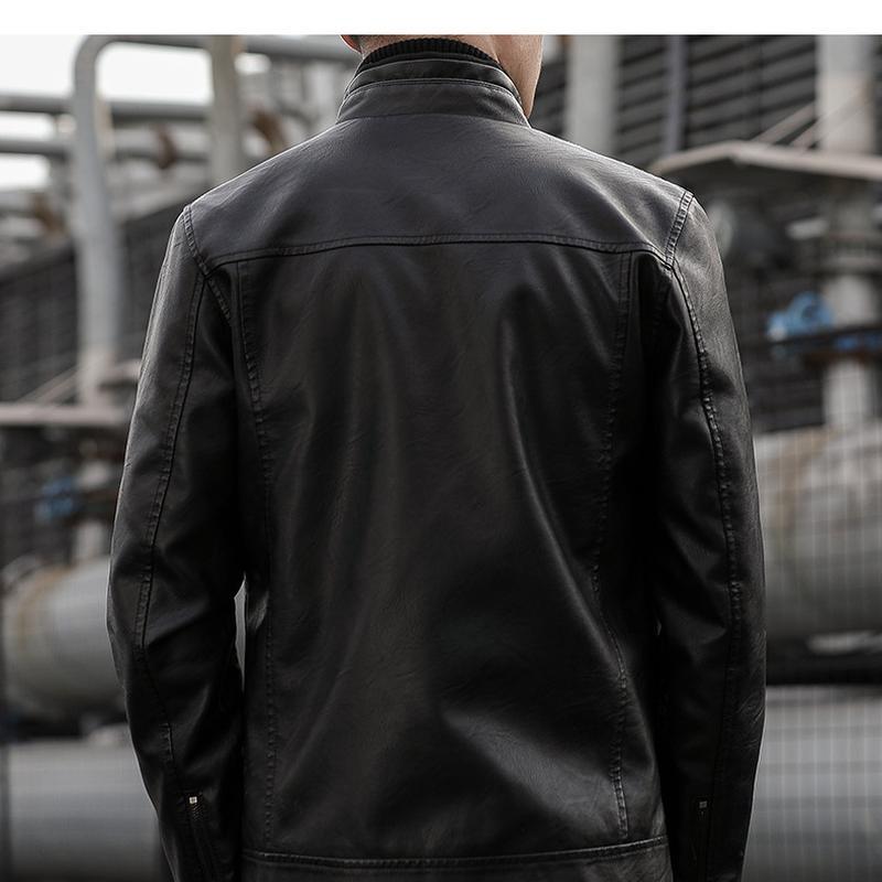 Новая мужская куртка из искусственной кожи, корейская повседневная мужская облегающая мотоциклетная кожаная куртка с воротником-стойкой, куртка из искусственной кожи для молодых мужчин