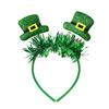 St. Patrick's Day Headband Glitter Shamrock Top Hat Hair Hoop Festive Clover Hairband for Women Girls Boys Parties Events Dress Up