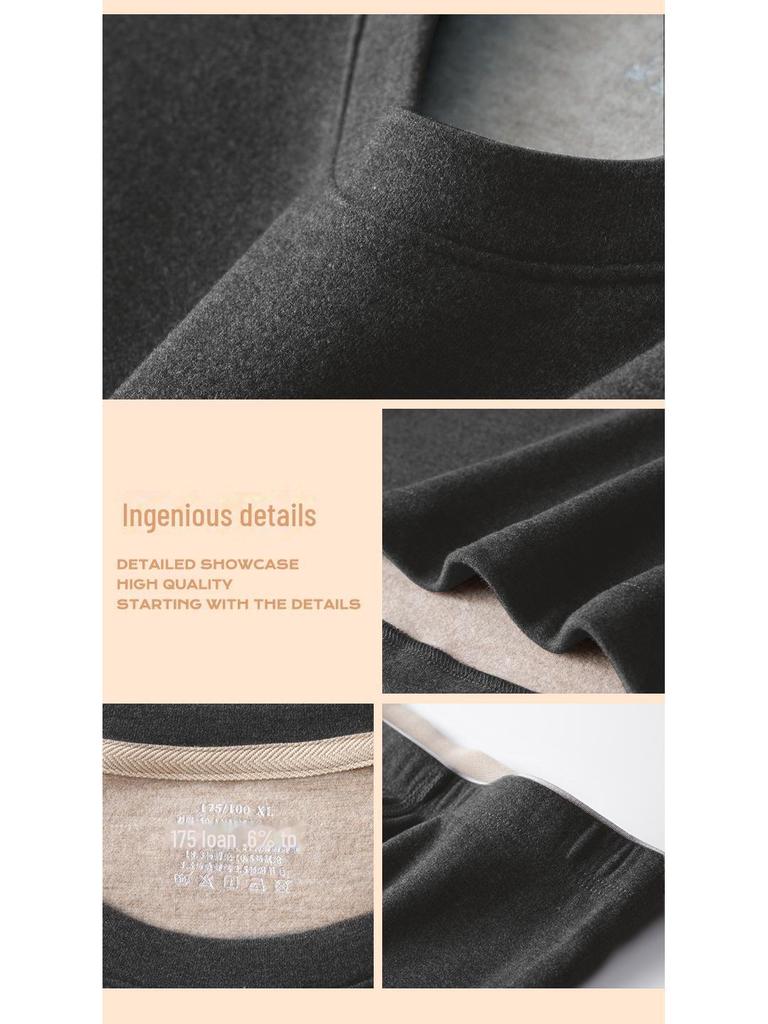 Мужской комплект термобелья из шелка и шерсти: Плюс бархатный толстый костюм на осень и зиму