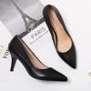 Single Shoes Women's Leather Comfortable Professional Women's Shoes Nude High Heels Not Tired Feet Pointed Thin Heels Black Commuter Single Shoes Wome