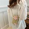 Flower Woven Bag with Simple Texture and New Trend Summer Mobile Phone Bag Women's Bag Shoulder Messenger Bag
