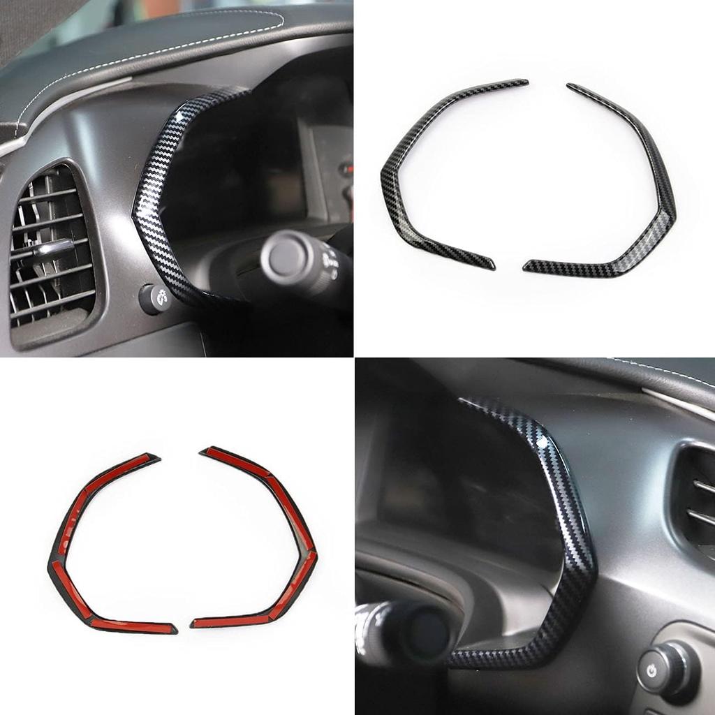 Korlot Carbon Fiber Side Meter Dashboard Cover Trims for Chevrolet Corvette C7 Interior Accessories