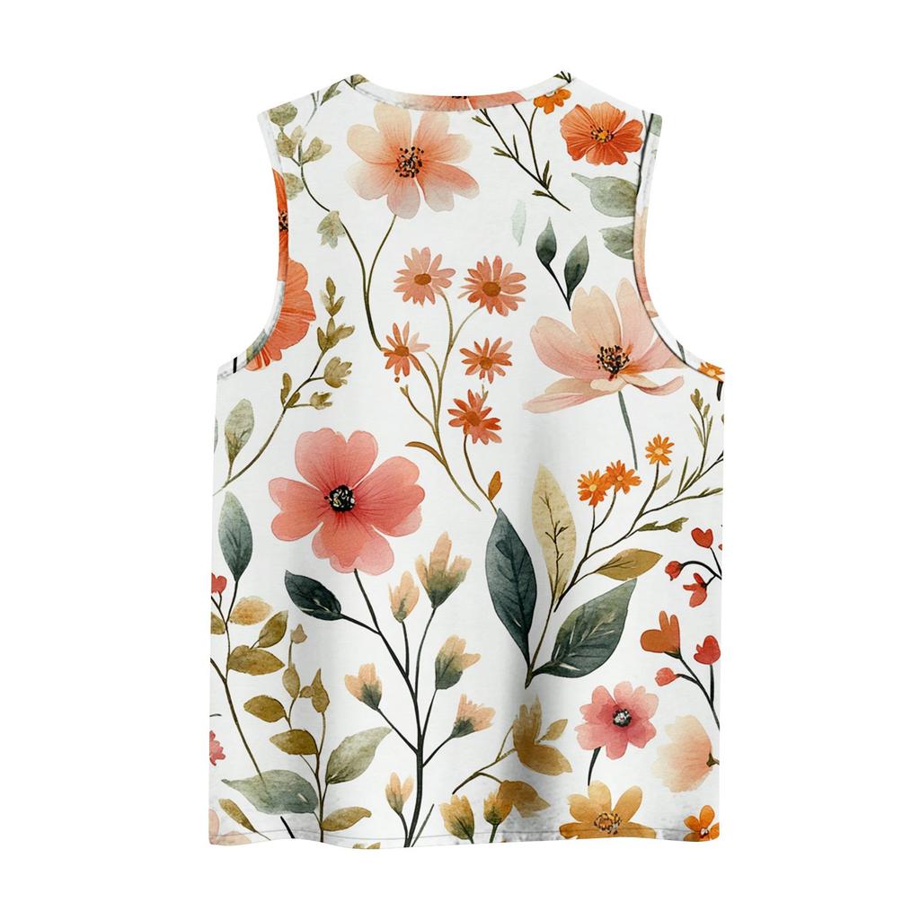 Women's Casual Round Neck Printed Sleeveless Vest Tops Vest