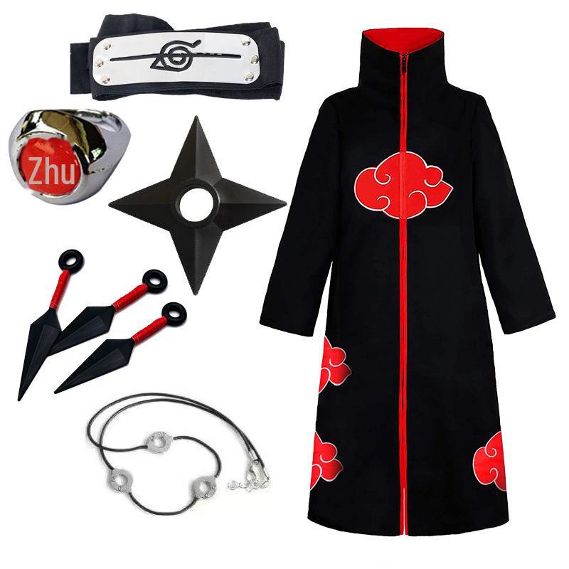 Naruto Akatsuki Red Cloud Cloak - Uchiha Itachi Costume for Halloween.