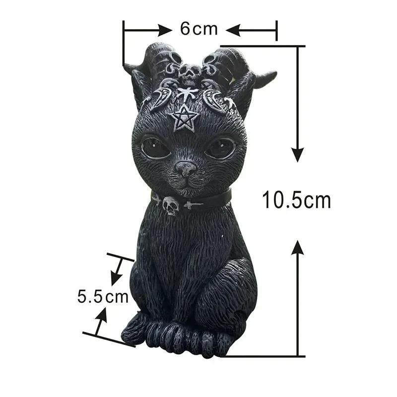 Black Cat Statue Mysterious Cute Cat Witch Cat Figurine Witches Decor Desk Ornament Hand-Painted Sculpture for Halloween