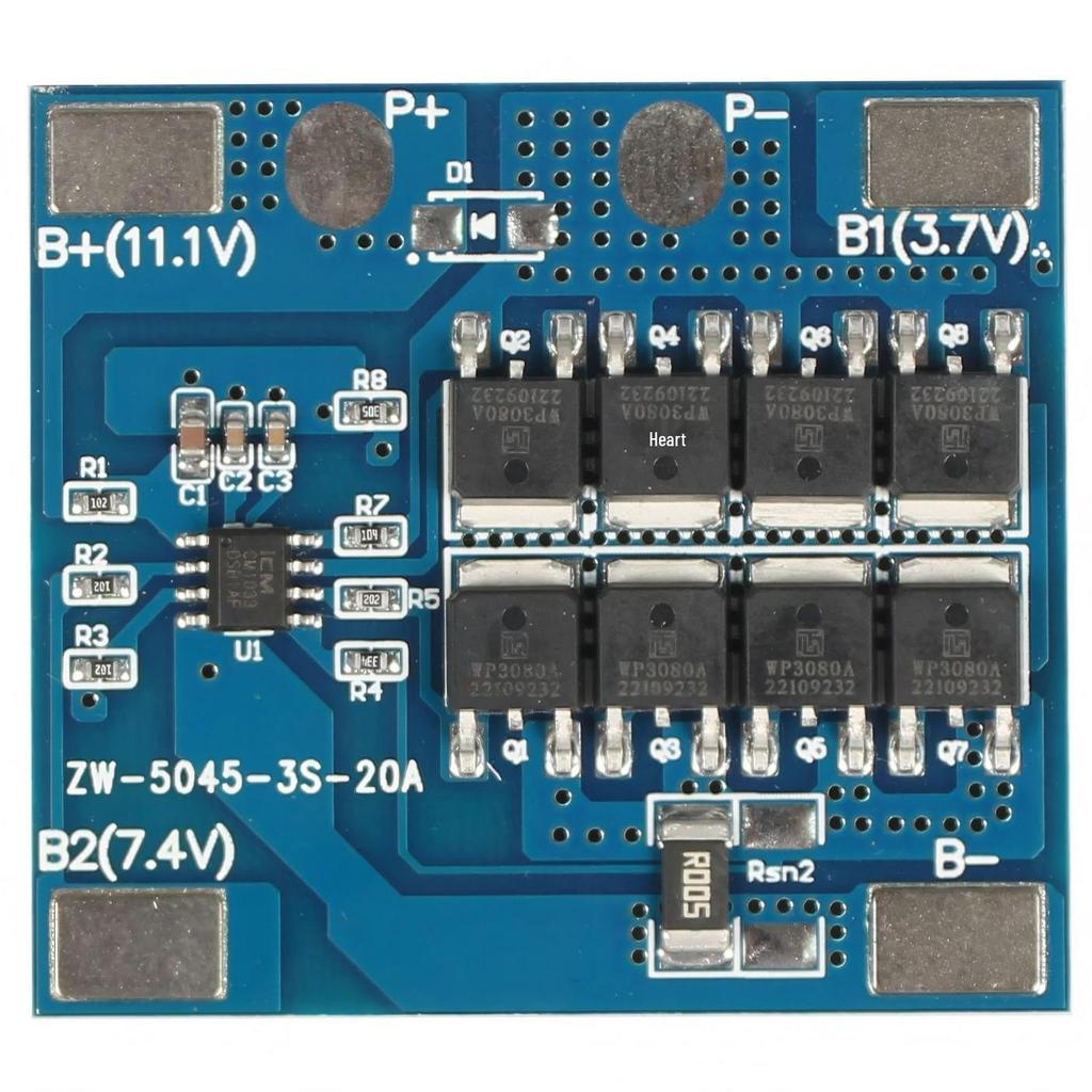 11.1V 18650 LiFePO4 Battery Protection Board - 20A for Solar Storage Systems