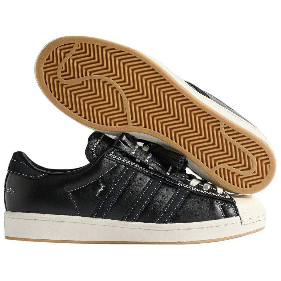 КОНЕЦ. x adidas Superstar Vintage Завязывая узел Мужские кроссовки Черный Основной черный Молочно-белый JR0518