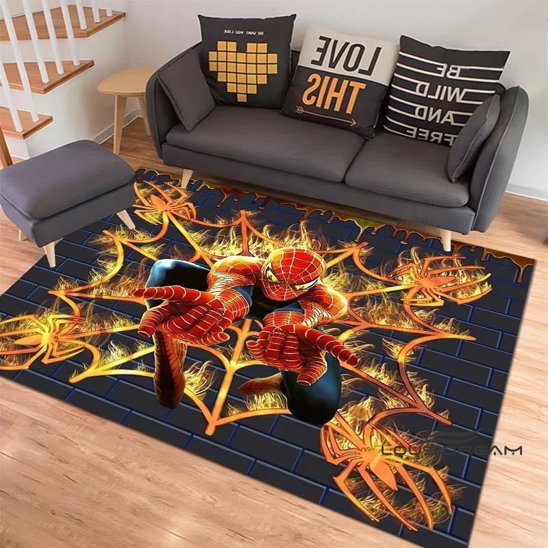 3D-Printed Cartoon Spider-Man Rug — Ideal for Home Decor (Bedroom, Living Room, etc.); Fluffy Square Carpet, Soft Area Rug, and