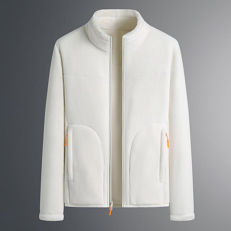 Double-sided Wear Comfortable Polar Fleece Plus Fleece Hoodie Men's Winter Coral Fleece Coat Middle-aged Men and Women Couples Winter Wear