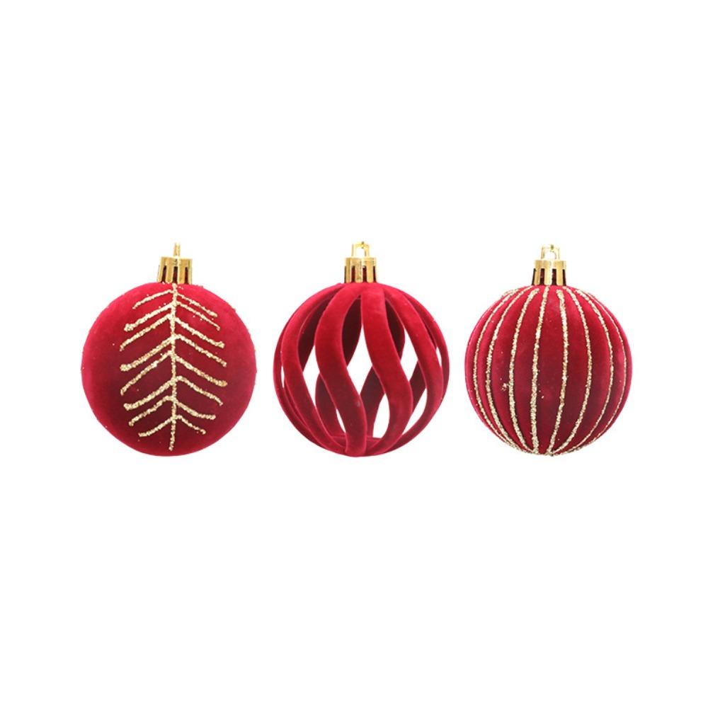 Рождественский шар, красный, плюшевый, расписной шар, украшение для елки, подвесной шар, украшение для окна, украшение, рождественский бархатный шар