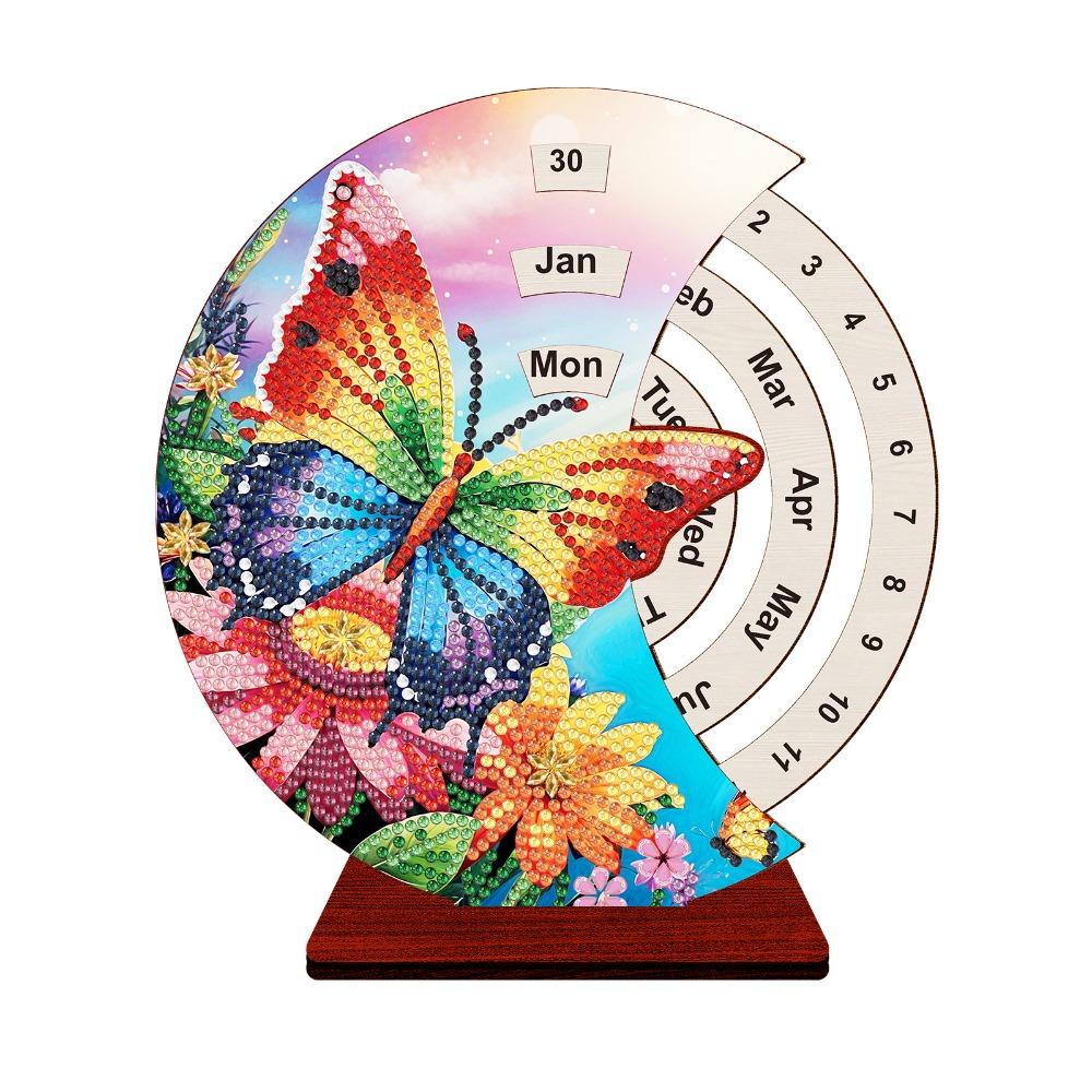 Wooden Diamond Art Perpetual Calendar Kits DIY Diamond Painting Calendar  For Adults