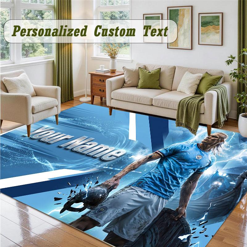 Crystal Velvet Square Rug Custom NameErling Haaland Pattern Non Slip Home Floor Decor Rug