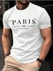 Summer Men's 100% Pure Cotton Casual Loose Plus Size Paris French Printed Sports Comfortable Round Neck Short Sleeved T-shirt